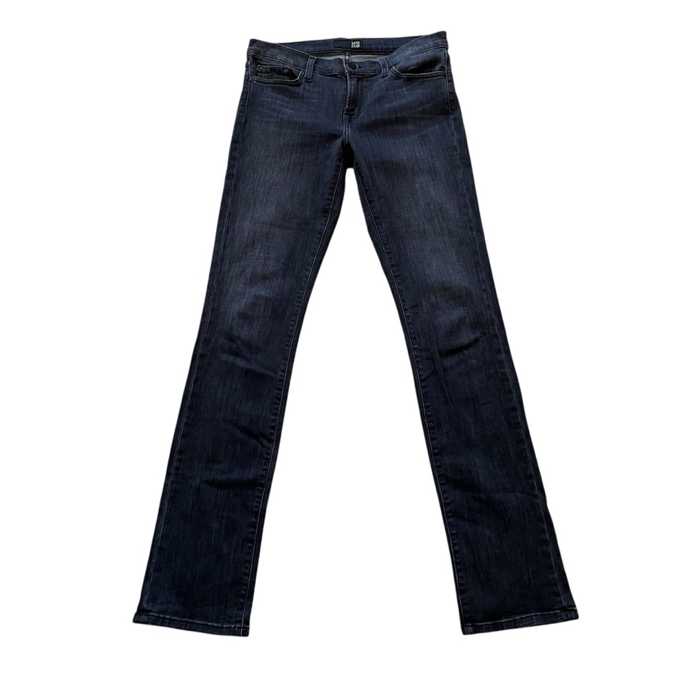 David Kahn Blue Straight Leg Jean with Faux Leather Trim 29/34
